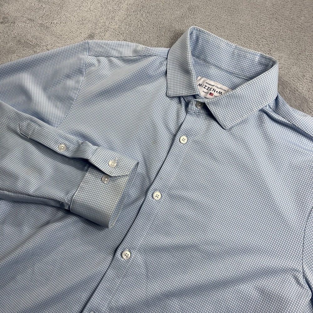 Mizzen+Main Spinnaker Tech Dress Shirt Men's XL Trim Fit Light Blue USA Made